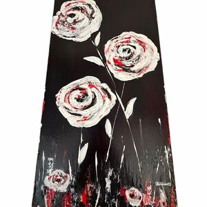 Original Artwork Acrylics on Canvas Floral Black and White Floral 10 x 20"